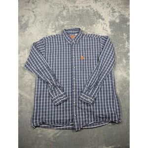 Wrangler FR Riggs Shirt Mens LT Blue Plaid Flame Resistant Button Up Workwear